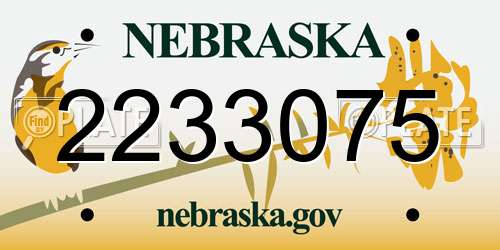 2233075 Nebraska License Plate