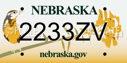2233ZV Nebraska License Plate