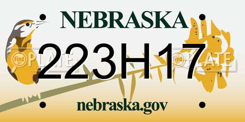 223H17 Nebraska License Plate