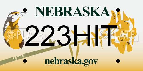 223HIT Nebraska License Plate
