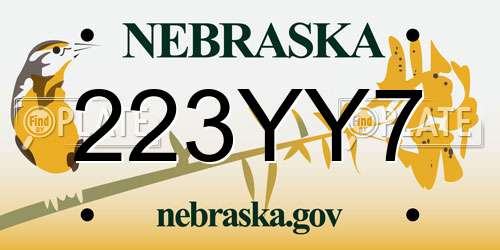 223YY7 Nebraska License Plate