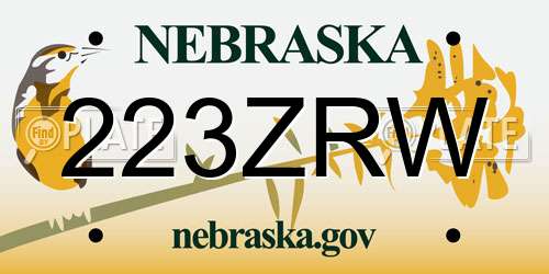 223ZRW Nebraska License Plate