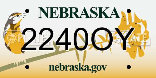 2240OY Nebraska License Plate