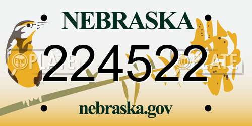 224522 Nebraska License Plate