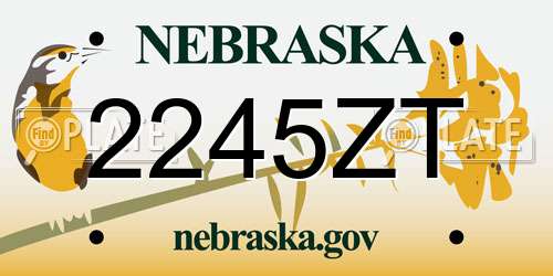 2245ZT Nebraska License Plate