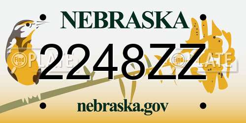 2248ZZ Nebraska License Plate