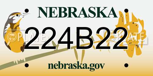 224B22 Nebraska License Plate
