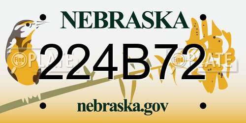 224B72 Nebraska License Plate