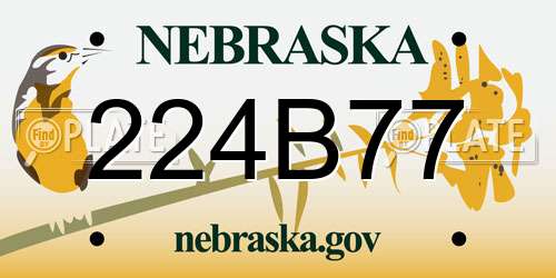 224B77 Nebraska License Plate