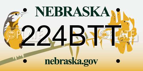 224BTT Nebraska License Plate
