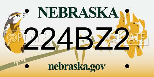 224BZ2 Nebraska License Plate