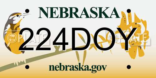 224DOY Nebraska License Plate
