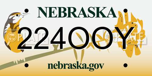 224OOY Nebraska License Plate
