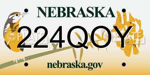 224QOY Nebraska License Plate