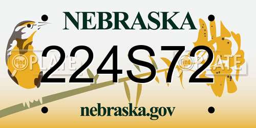 224S72 Nebraska License Plate