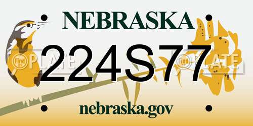224S77 Nebraska License Plate