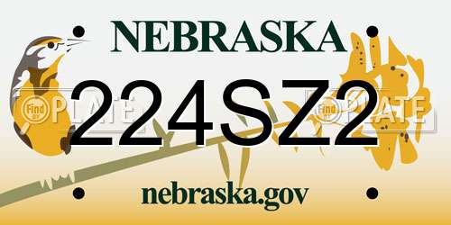 224SZ2 Nebraska License Plate
