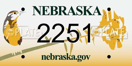 2251 Nebraska License Plate