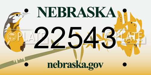 22543 Nebraska License Plate