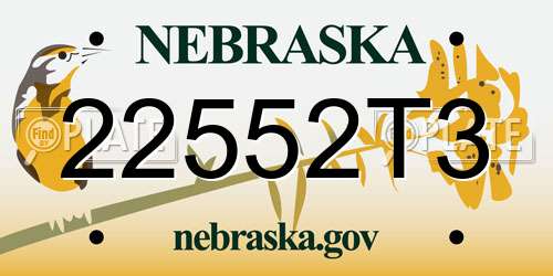 22552T3 Nebraska License Plate