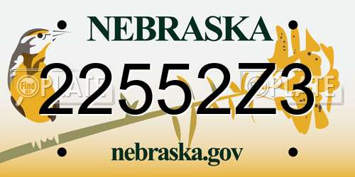 22552Z3 Nebraska License Plate