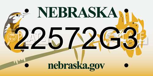 22572G3 Nebraska License Plate