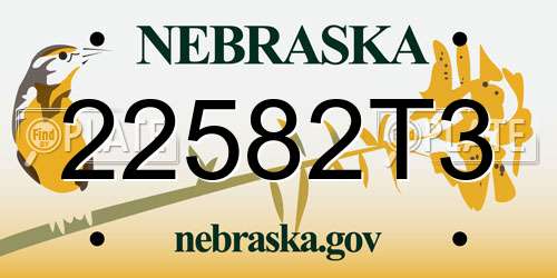 22582T3 Nebraska License Plate