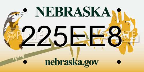 225EE8 Nebraska License Plate