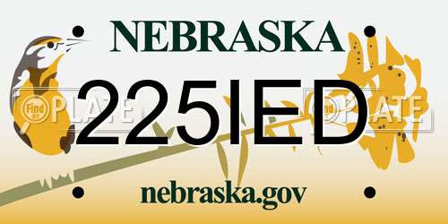 225IED Nebraska License Plate