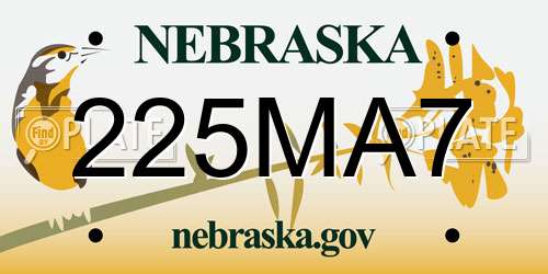 225MA7 Nebraska License Plate