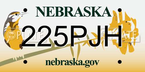 225PJH Nebraska License Plate