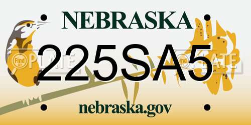 225SA5 Nebraska License Plate