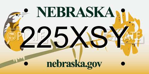 225XSY Nebraska License Plate