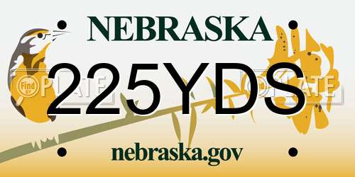 225YDS Nebraska License Plate