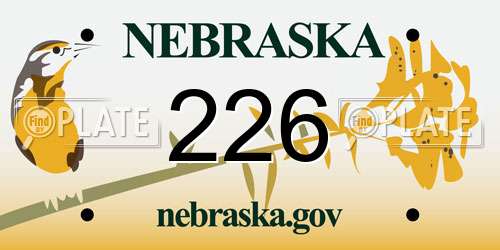 226 Nebraska License Plate