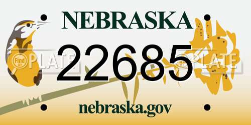 22685 Nebraska License Plate