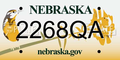 2268QA Nebraska License Plate