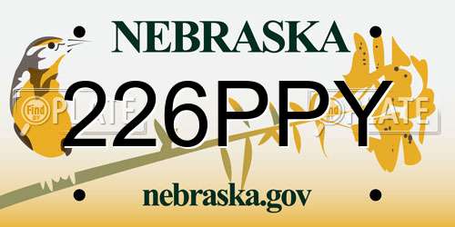 226PPY Nebraska License Plate