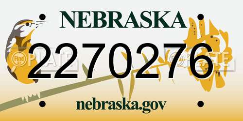 2270276 Nebraska License Plate