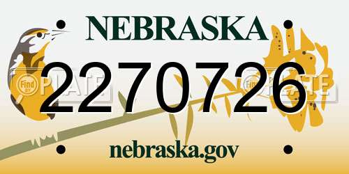 2270726 Nebraska License Plate