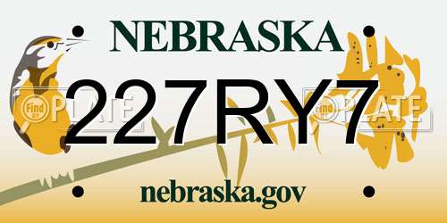 227RY7 Nebraska License Plate