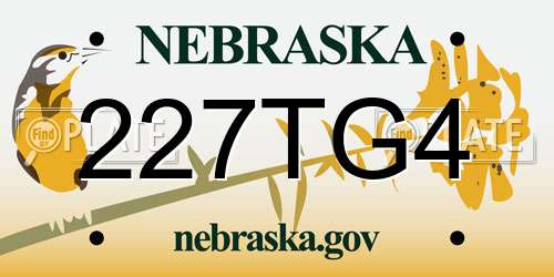 227TG4 Nebraska License Plate