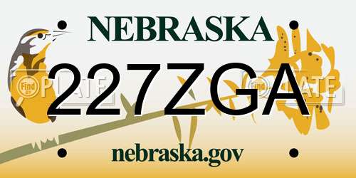 227ZGA Nebraska License Plate
