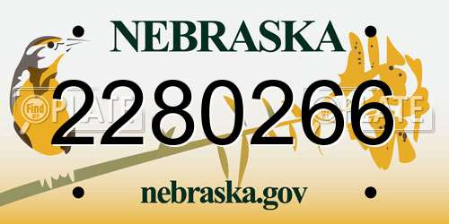 2280266 Nebraska License Plate