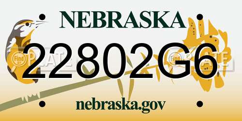 22802G6 Nebraska License Plate