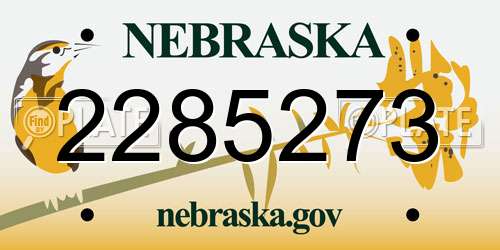 2285273 Nebraska License Plate
