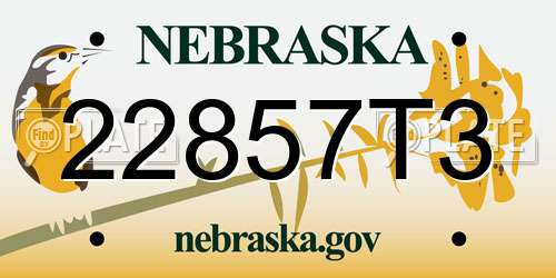 22857T3 Nebraska License Plate