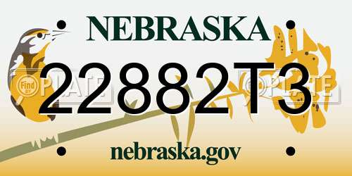 22882T3 Nebraska License Plate