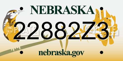 22882Z3 Nebraska License Plate