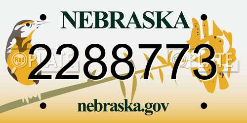 2288773 Nebraska License Plate